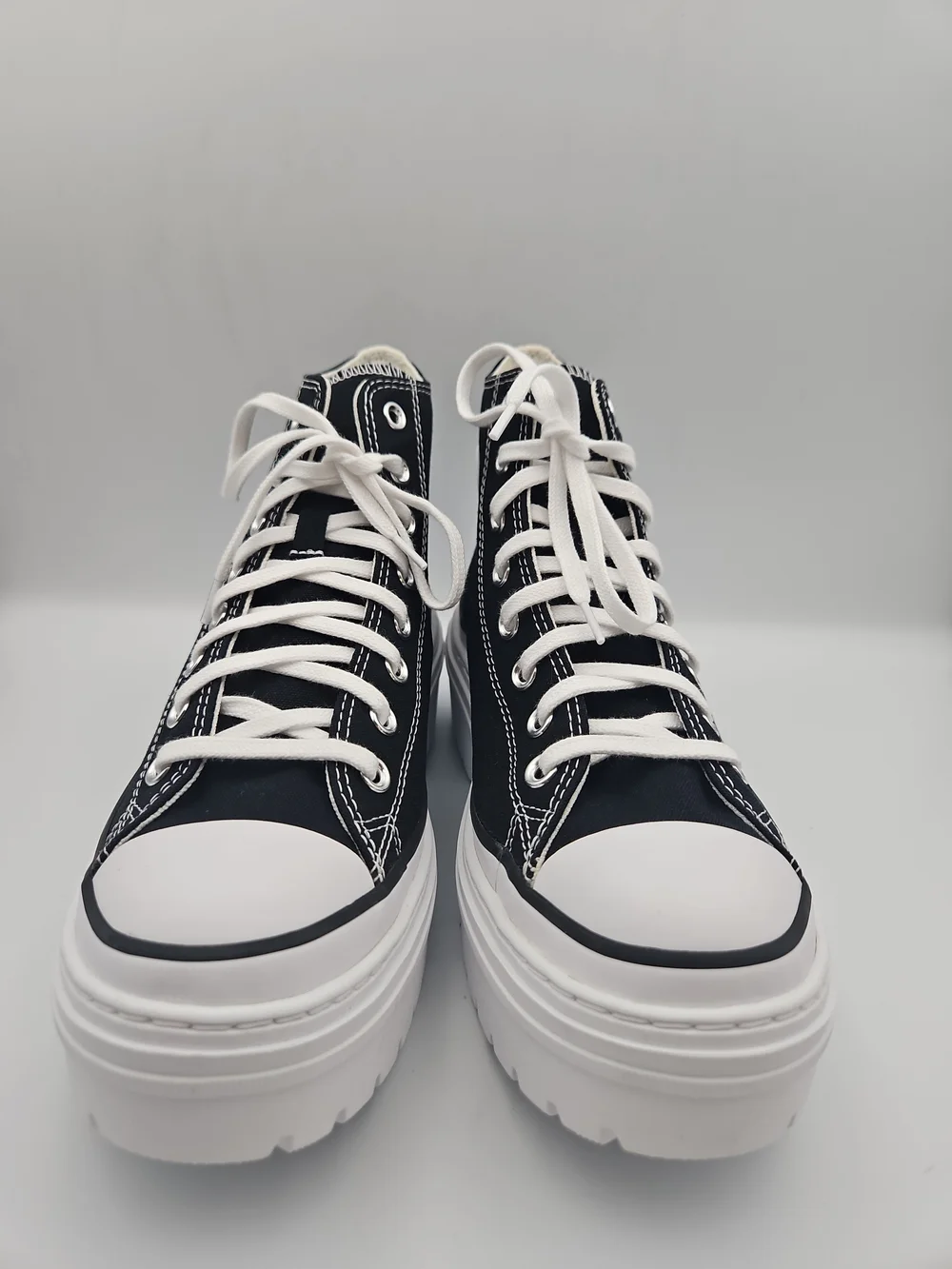 Converse Black and White Platform High-Top Sneakers